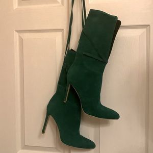 Green Nordstrom Heeled Tie Up Boots
